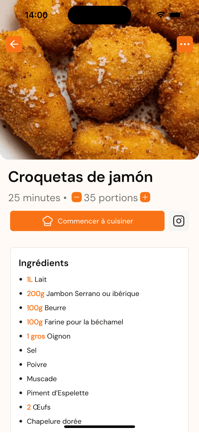 Detailed recipe instructions